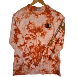 Champion Reverse Weave Sweatshirt Men Sz Large Tie Dye Orange Crew Neck